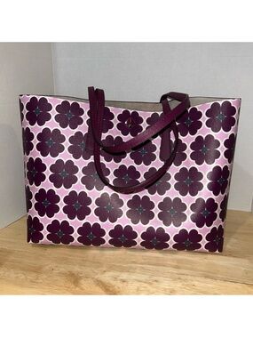 Floral Print Purple Tote Bag